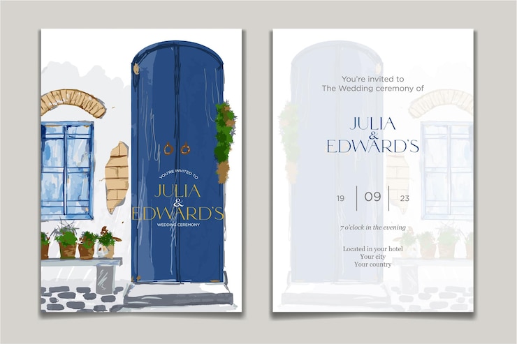 Vector plantilla de invitación de boda