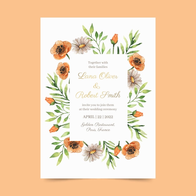 Vector plantilla de invitación de boda