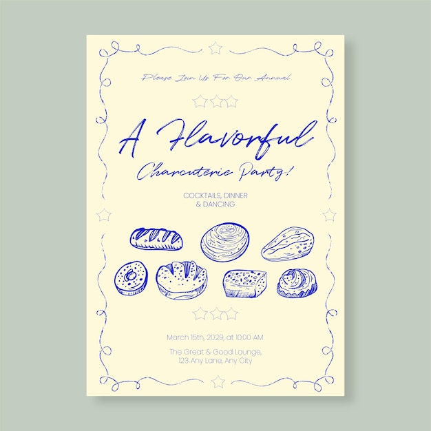 plantilla de invitación de charcutería diseño minimalista editable para eventos de fiesta caprichosos