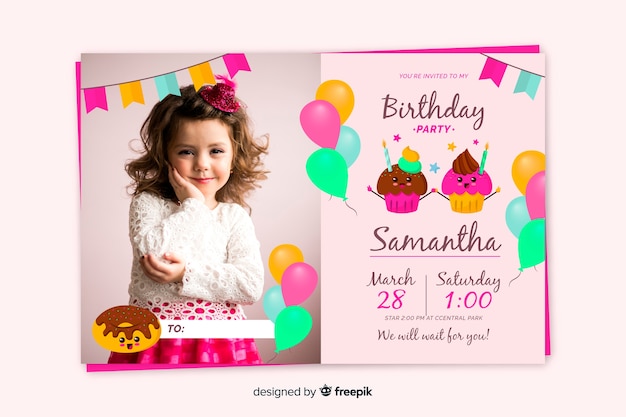 Vector plantilla de invitación de cumpleaños para niños