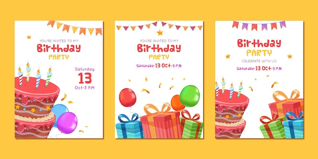 Vector plantilla de invitación de cumpleaños para niños