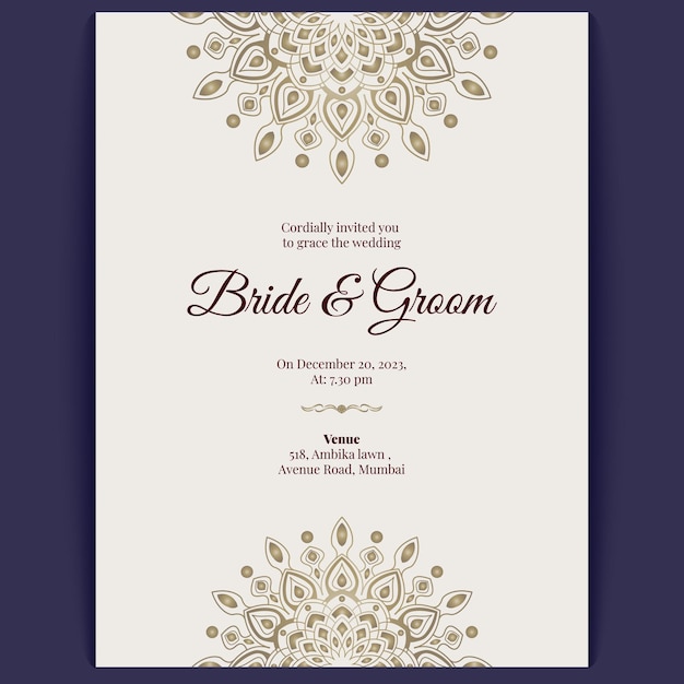 plantilla de invitación de diseño de tarjeta de boda india