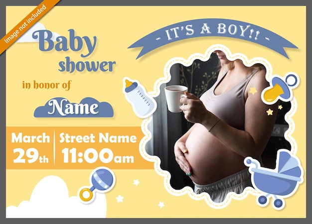 Plantilla de invitación de ducha Vector_baby