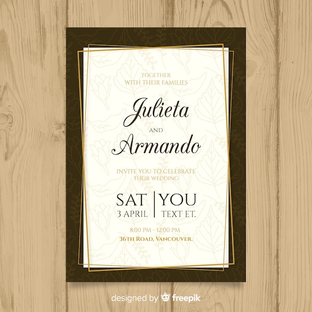 Vector plantilla de invitación elegante de boda