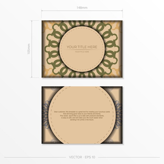 Plantilla de invitación con espacio para su texto y patrones abstractos Vector Diseño de tarjeta de felicitación en color beige con patrones de mandala