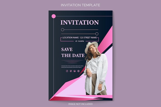 Vector plantilla de invitación de espectáculo degradado de mujer de moda