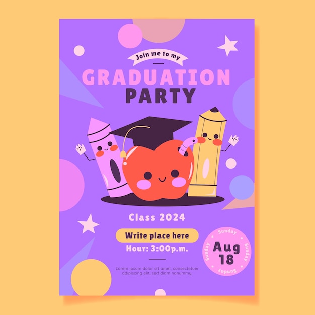 plantilla de invitación de la fiesta de graduación dibujada a mano