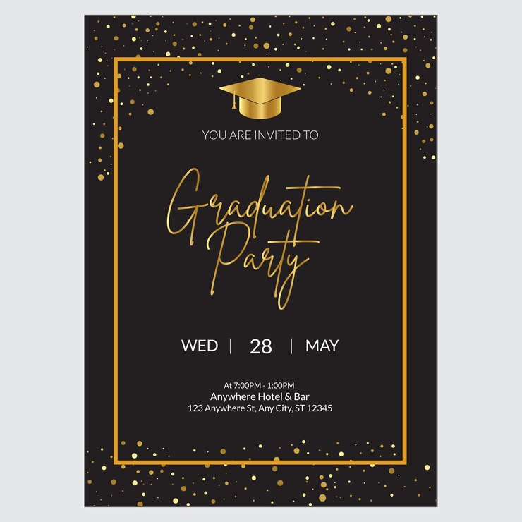 Vector plantilla de invitación de fiesta de graduación de lujo brillante