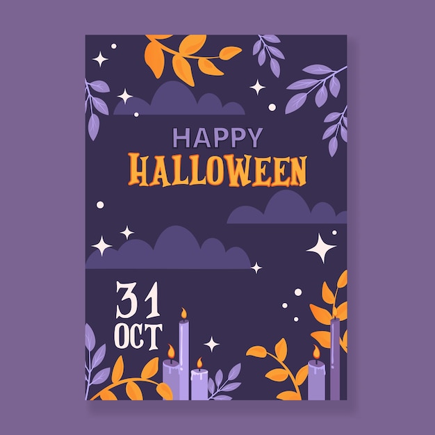 Plantilla de invitación a la fiesta de la noche de halloween. carteles de fiesta de halloween. ventana y velas mágicas