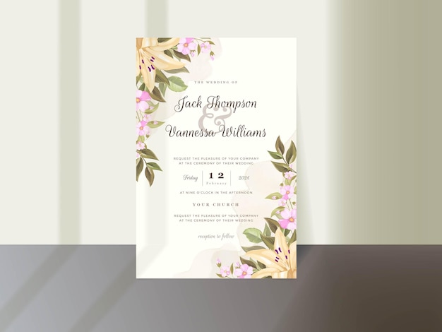 Plantilla de invitación floral para boda