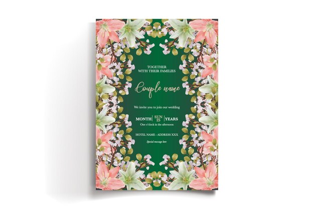 Plantilla de invitación floral para la ducha de la novia