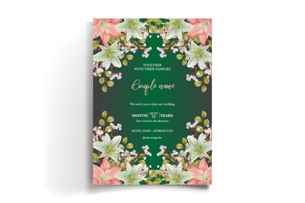 Vector plantilla de invitación floral para la ducha de la novia