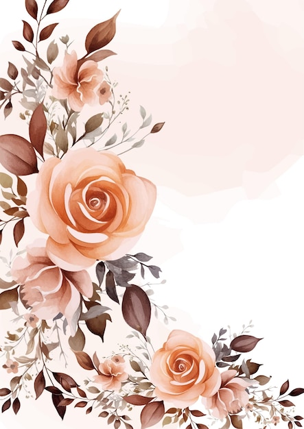 plantilla de invitación de fondo de corona de melocotón con flora y flor