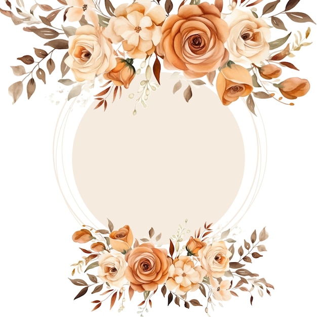 plantilla de invitación de fondo de corona naranja y beige con flora y flor