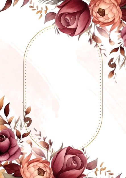 plantilla de invitación de fondo de corona roja y melocotón con flora y flor