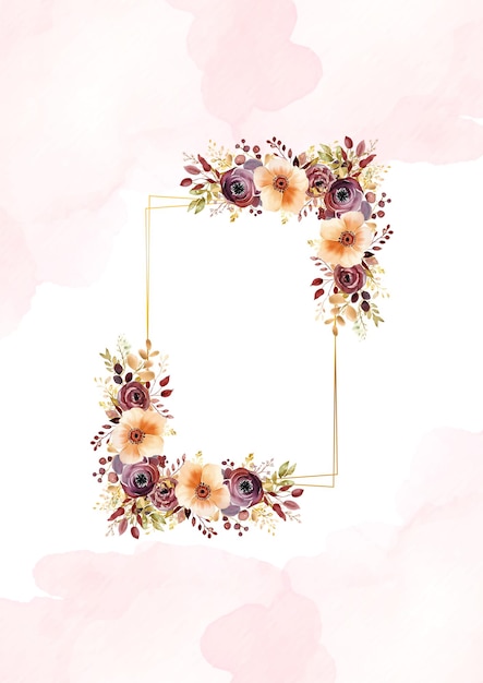 plantilla de invitación de fondo de corona roja y naranja con flora y flor