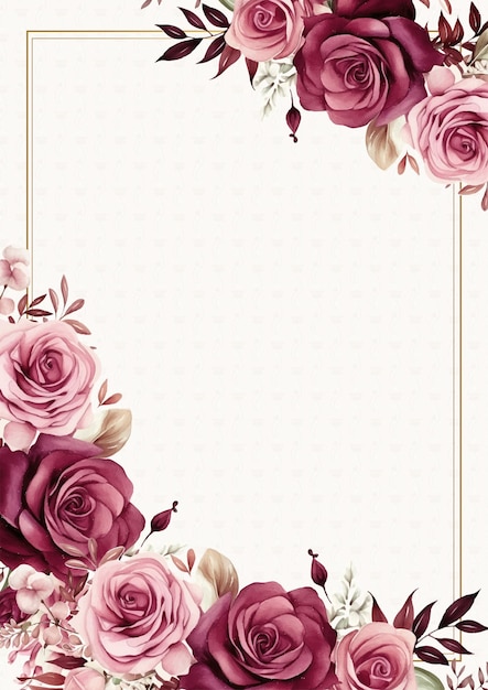 plantilla de invitación de fondo de corona roja y rosa con flora y flor