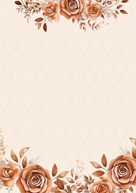 Plantilla de invitación de fondo de corona rústica marrón y beige con flora y flores