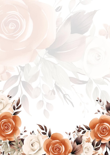 Plantilla de invitación de fondo de corona rústica marrón blanca y beige con flora y flores
