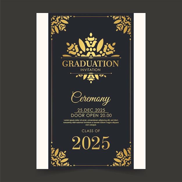 Vector plantilla de invitación de graduación elegante con adorno