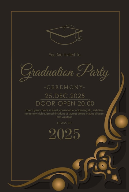 Vector plantilla de invitación de graduación elegante con adorno