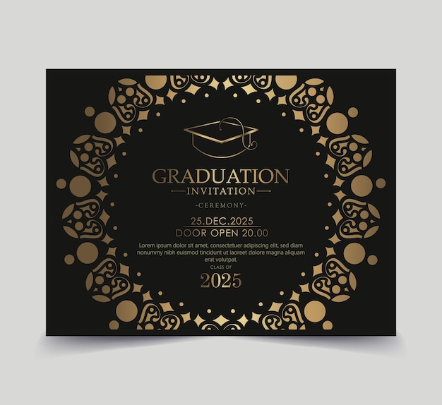 Vector plantilla de invitación de graduación oscura elegante