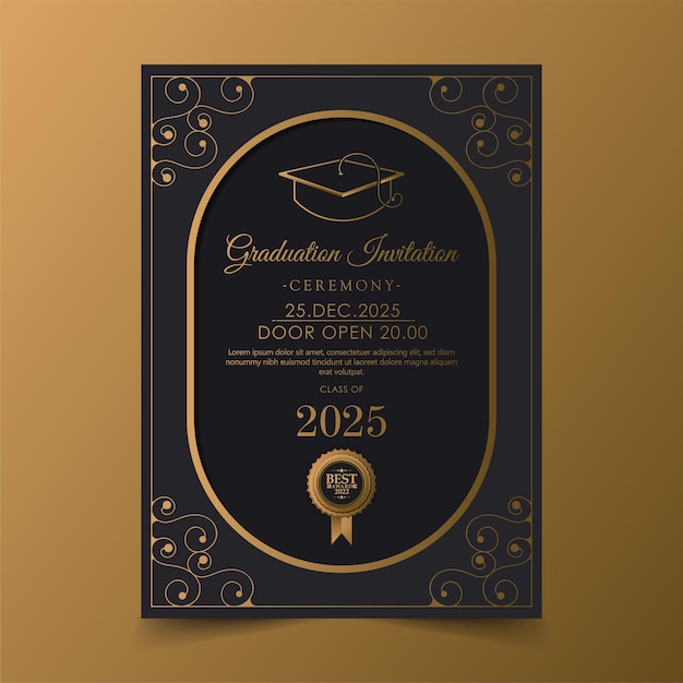 Vector plantilla de invitación de graduación oscura elegante