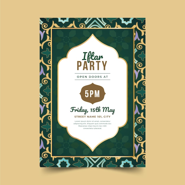 Plantilla de invitación de iftar degradado