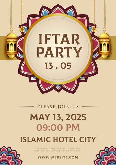 Vector plantilla de invitación iftar en estilo papel