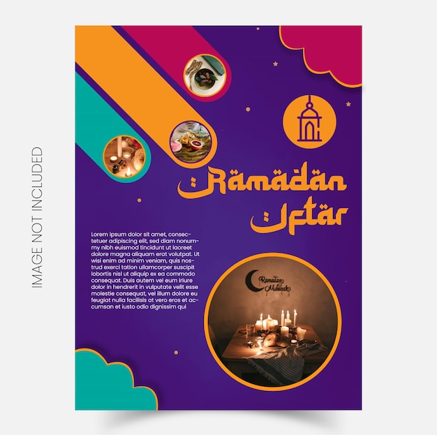 Vector plantilla de invitación de iftar plana