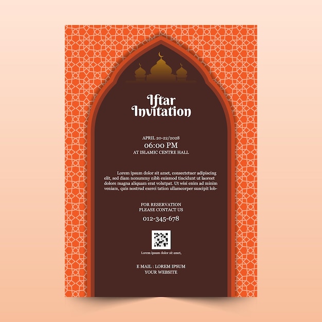 plantilla de invitación de iftar de Ramadán con hermoso diseño de patrón y decoración de Ramadá