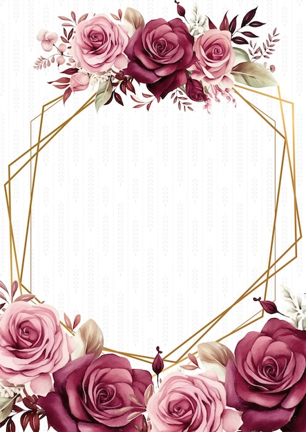 plantilla de invitación moderna de fondo rosa y rojo con floral y flor