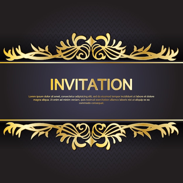 Plantilla de invitación negra y dorada