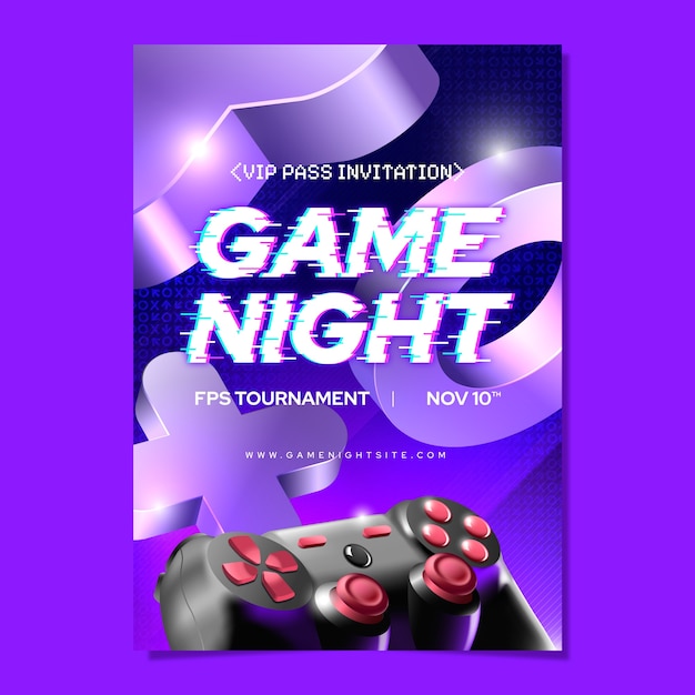 Vector plantilla de invitación para la noche del juego