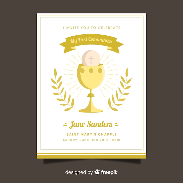 Vector plantilla de invitación a la primera comunión