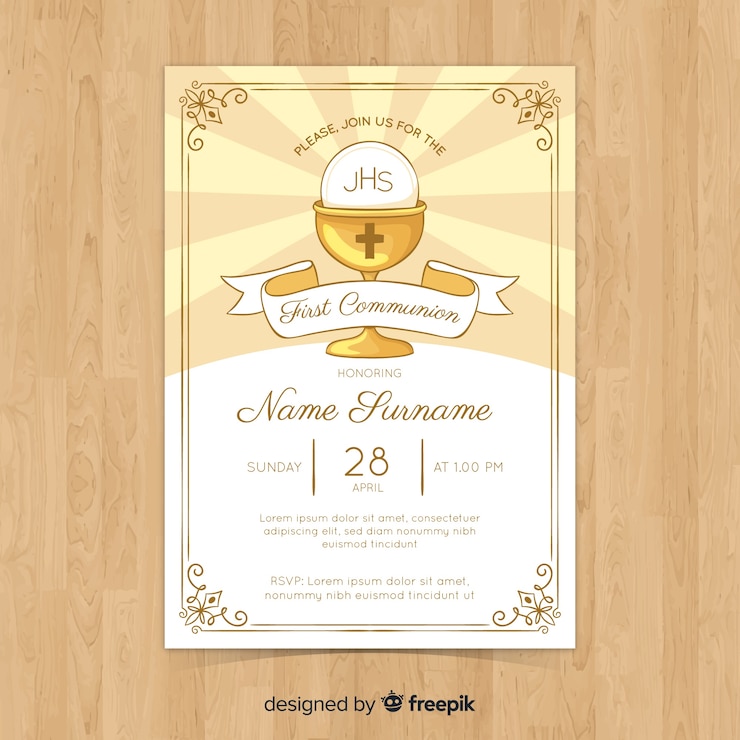 Vector plantilla de invitación de primera comunión