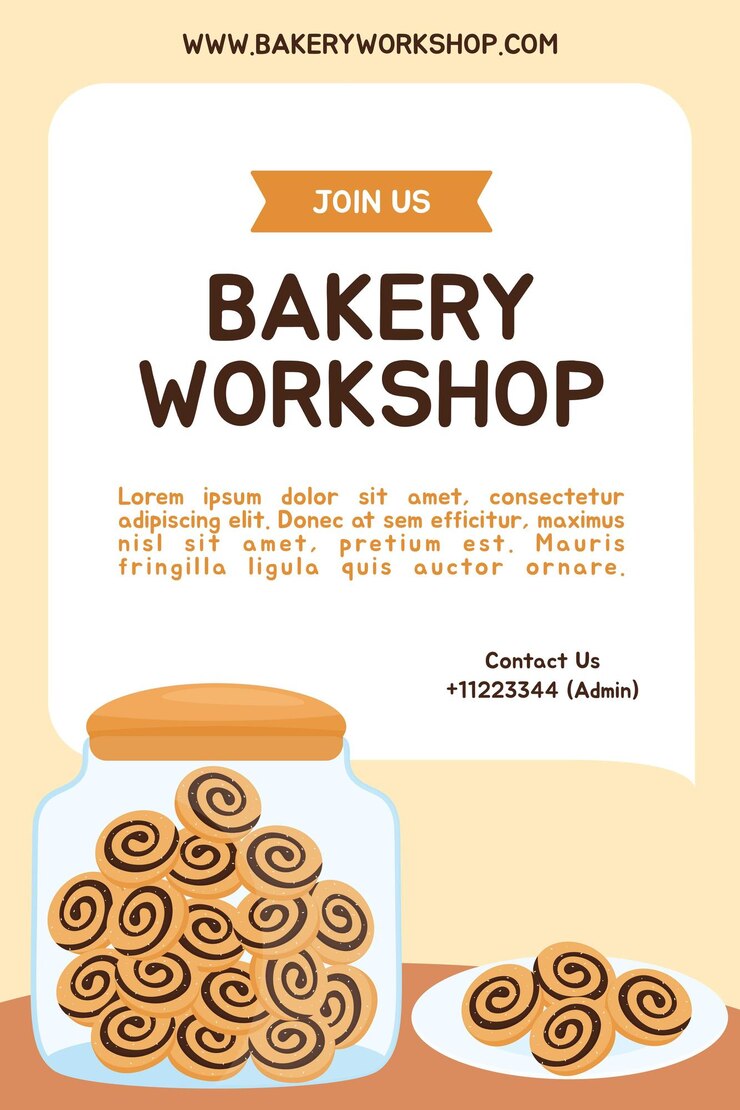 Plantilla de invitación para el taller de panadería de galletas de chocolate redondas