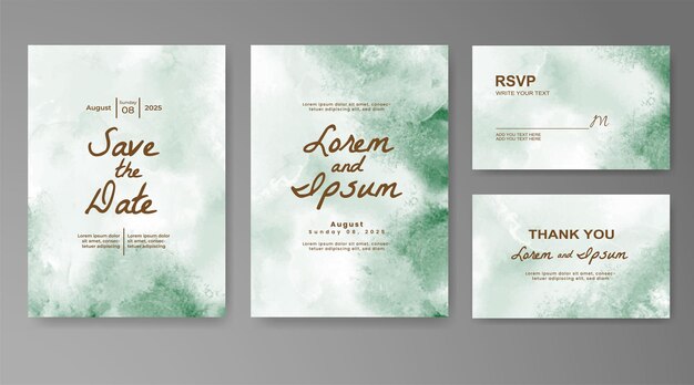 plantilla de invitación de tarjeta de boda con salpicaduras de acuarela pintadas a mano