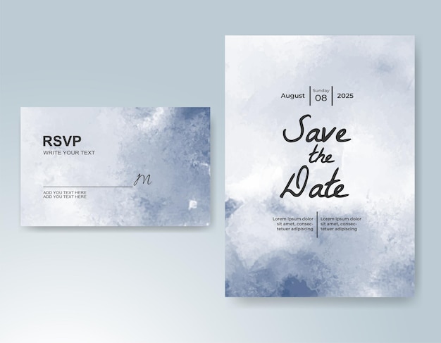 plantilla de invitación de tarjeta de boda con salpicaduras de acuarela pintadas a mano