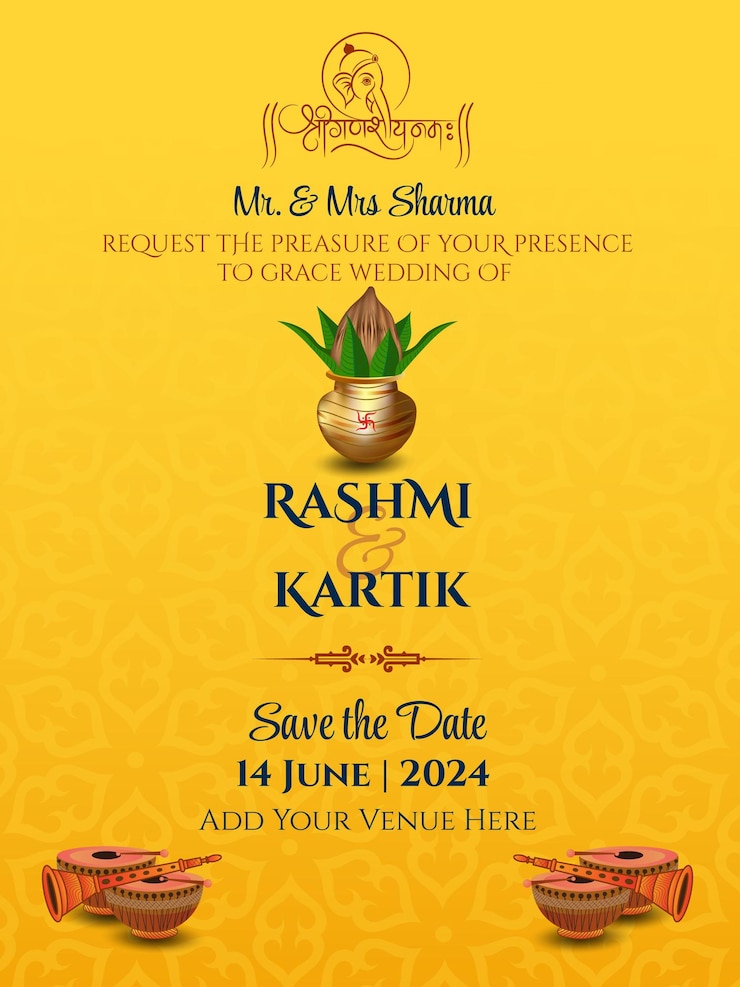 Vector plantilla de invitación para tarjetas de boda indias