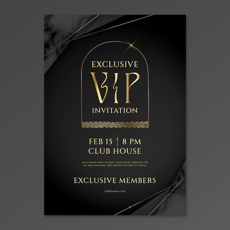 Vector plantilla de invitación vip realista