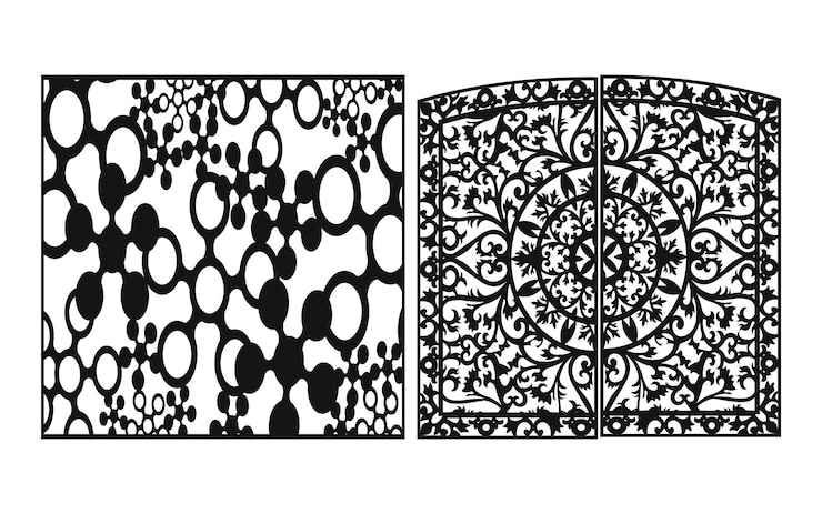 Vector plantilla islámica decorativa con patrones geométricos y paneles florales para corte por láser cnc