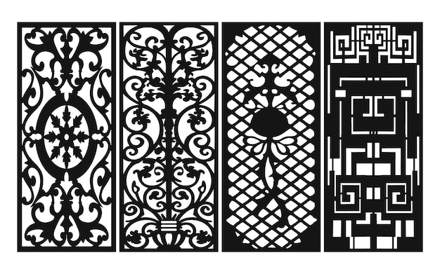 Plantilla islámica decorativa con patrones geométricos y paneles florales para corte por láser cnc