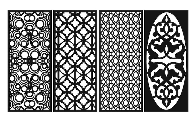 Plantilla islámica decorativa con patrones geométricos y paneles florales para corte por láser cnc