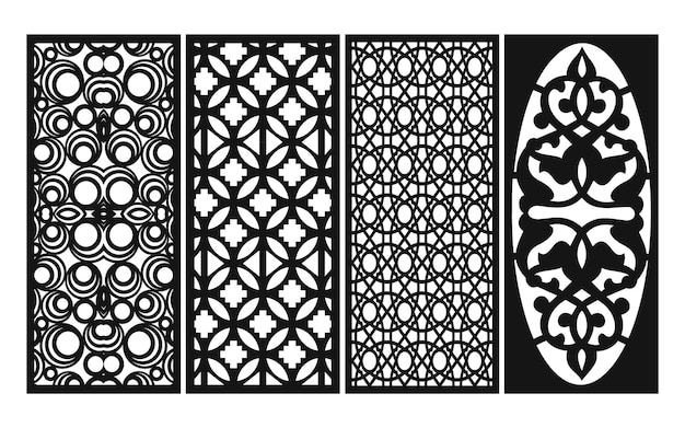 Plantilla islámica decorativa con patrones geométricos y paneles florales para corte por láser cnc