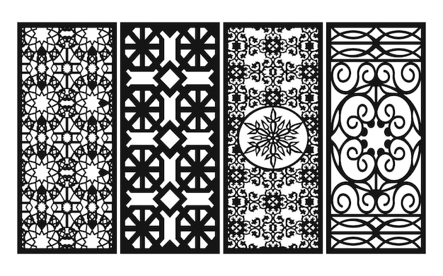 Plantilla islámica decorativa con patrones geométricos y paneles florales para corte por láser cnc