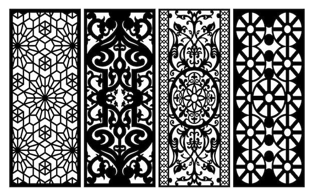 Plantilla islámica decorativa con patrones geométricos y paneles florales para corte láser y cnc