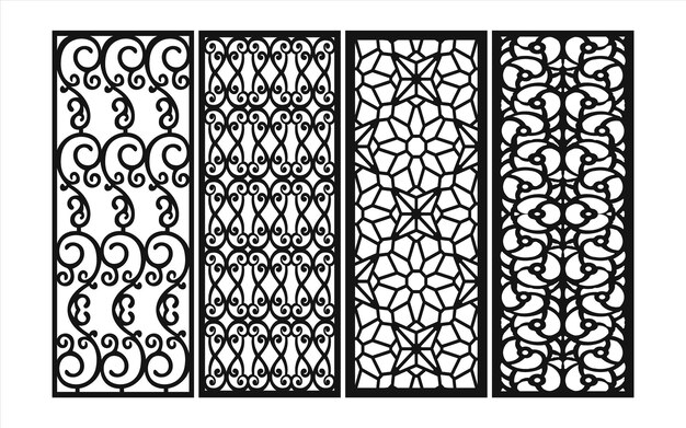 Plantilla islámica decorativa con patrones geométricos y paneles florales para láser y cnc