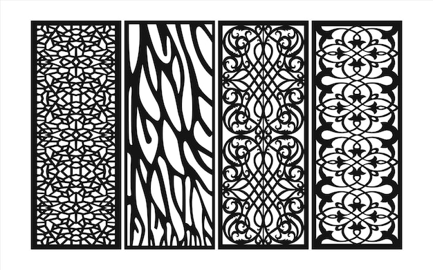 Plantilla islámica decorativa con patrones geométricos y paneles florales para láser y cnc