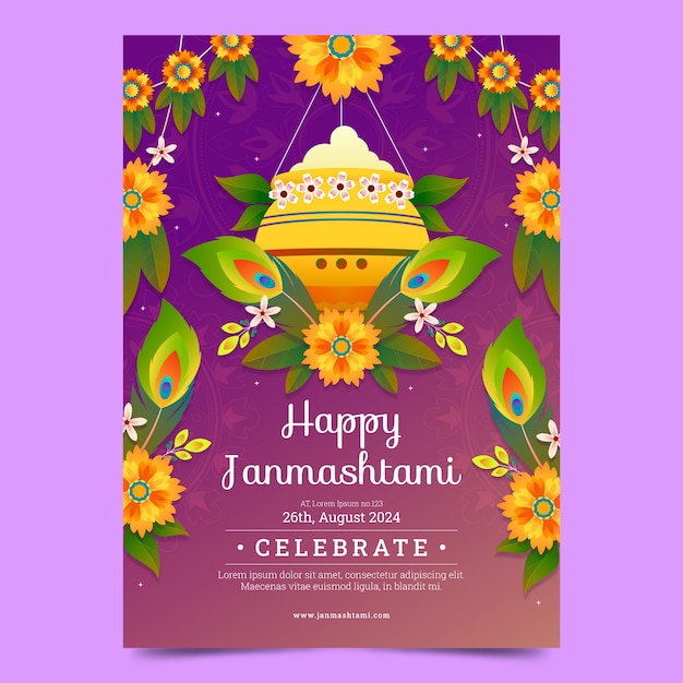 plantilla de Janmashtami con gradiente